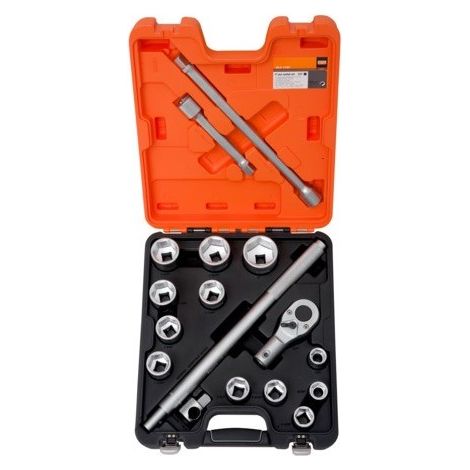 BAHCO - Jeu de douilles 3/4" , profil hexagonal de 1-1/16"-2" et tête de cliquet - 17 pc