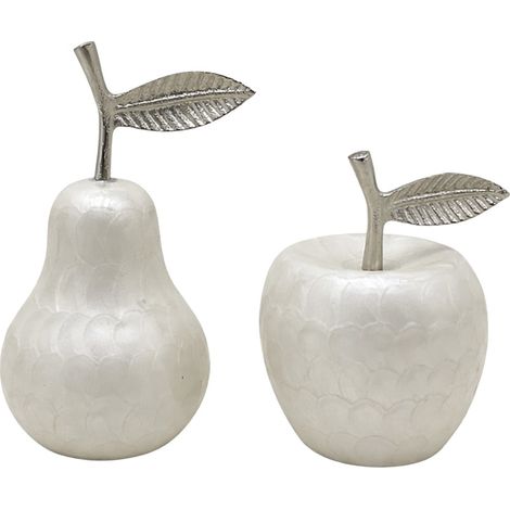 Figura decorativa in legno a forma di pera e mela - Stile moderno