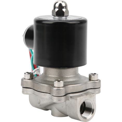 Électrovanne 3/8 pouces à action directe normalement fermée en acier inoxydable pour eau air huile 220V AC (1/5)