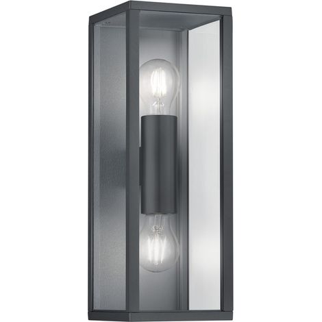 Applique murale extérieure rectangulaire style lanterne 2xE27 anthracite IP44 KORIEL Trio