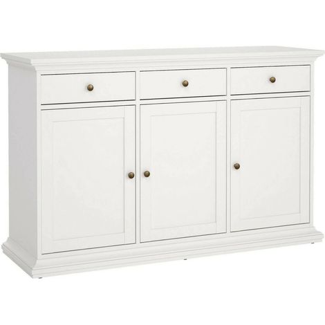 Dmora - Credenza Asola, Buffet da soggiorno, Madia da salotto, Dispensa da cucina, 144x46 h92 cm, Bianco (1/5)