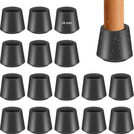Protège Pot de Chaise - Silicone - Rond pour Parquet - 16 Pièces - Protection Noir (1/5)