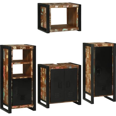 Juego de muebles de baño 4 pcs Madera reciclada maciza