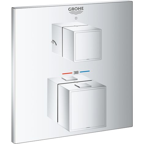 Grohtherm Cube mezclador termostático 2 salidas con inversor ducha de cabeza/ducha de mano, cromo (G24154000) (1/5)