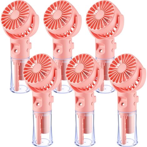 6 Pack Handheld Portable Misting Fan, Rechargeable 4-Speed Personal Fan for Travel, Home, Office & Camping,Pink (1/5)
