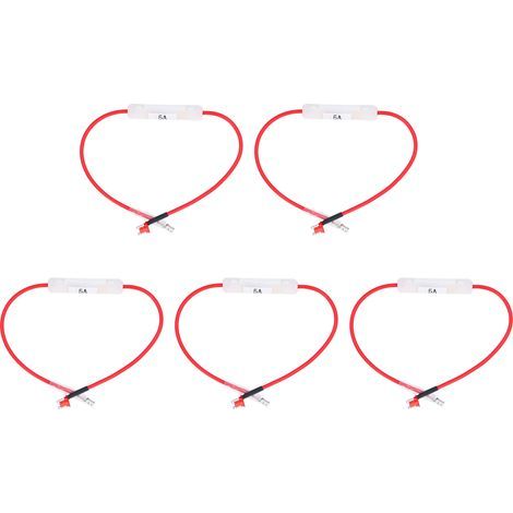 Connecteur de porte-fusible de voiture 10A, panneau de boîte à fusibles avec fil de 12 pouces 16AWG et boîte de Tube en verre 6x30mm 5A 5 pièces (1/5)