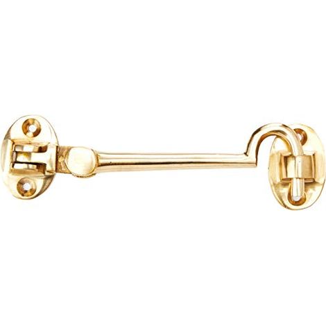 Bulk Hardware BH02549 Chiavistello con Gancio e Occhiello Tipo Silent per Cabine o Armadi in Ottone Pieno, 100 mm, Bianco (1/4)