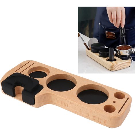 Kaffeetamper-Set, Aufbewahrungsregal für die Bartheke, multifunktionaler Kaffeepulverspender aus Massivholz, Tamper-Aufbewahrungsset (5-teilig) (1/5)
