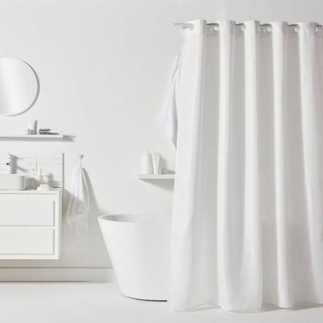 Tenda doccia TODAY UTILITY Jacquard goffrato Bianco 180 x 200 cm 12 ganci (1/3)