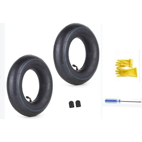 Chambre à air 4,00/3,50-6 350/400-6 3.50-6 4.00-6 4.10-6 avec tige de valve coudée TR87 Remplacement pour camions à main Tondeuses à gazon Remorques de jardin Brouettes + Gants A