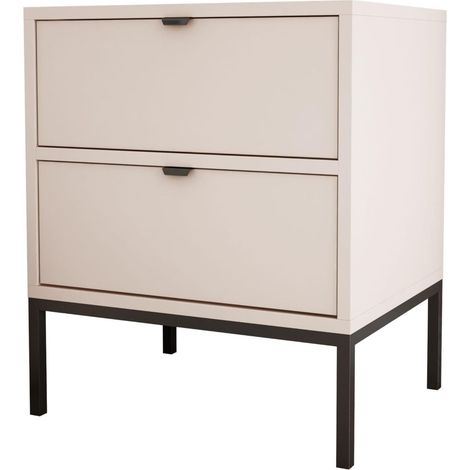 Comodino con due cassetti e struttura, maniglia oro, cachemire, 50 x 40 x 58 cm (1/5)