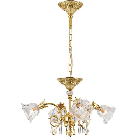 [GEBRAUCHT] B-Ware Hängeleuchte Pendelleuchte La Boheme Gold Kristallglas Deckenlampe 4 Flg Messing (1/2)