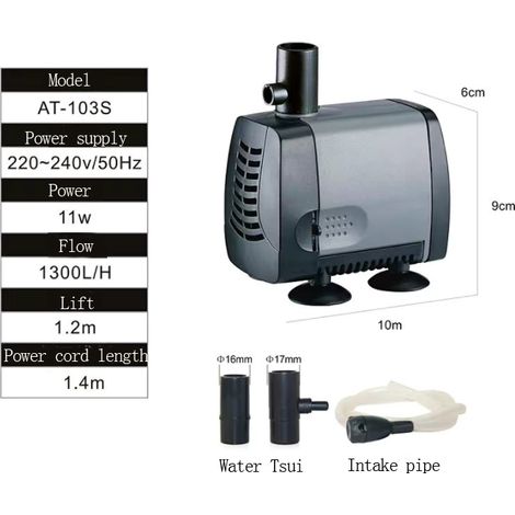 Pompe submersible, petite pompe de circulation d'eau ultra-silencieuse (AT-103S,11W) (1/5)