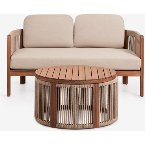 Set da giardino con divano 2 posti e tavolino in legno di acacia Serel SKLUM            