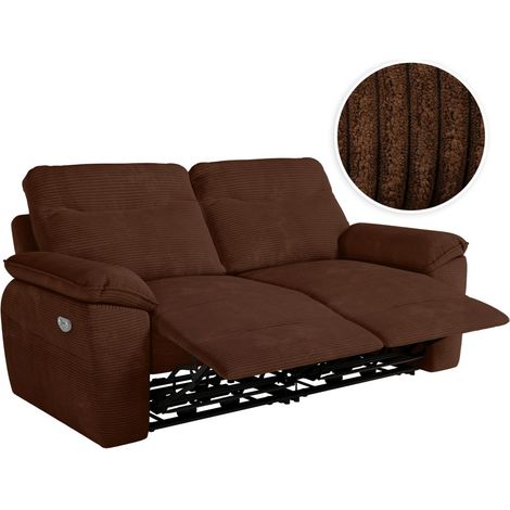 Loungitude – Canapé de relaxation électrique 3 places en velours côtelé – Commande électrique – Prise USB intégrée – Fabrication européenne (1/5)