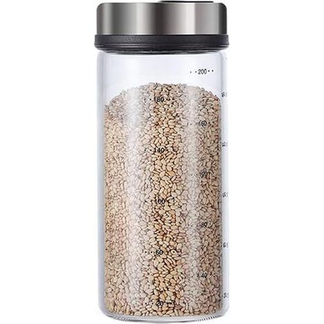 1 Set Salière Poivrière 200ml Verre Acier Inoxydable Couvercle Réglable Cuisine (1/5)