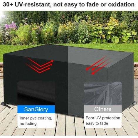 Housse de table de jardin rectangulaire imperméable pour meubles de jardin, bâche imperméable en tissu Oxford (170 x 94 x 71 cm) (1/4)