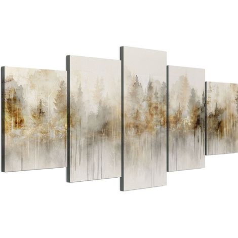 Quadro su tela italiana 100 x 50 cm pentattico - stile boho - natura Quadro su tela italiana 150 x 75 cm pentattico - stile boho - natura (1/5)