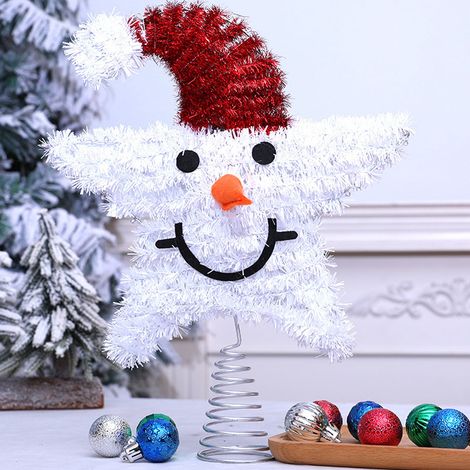 Snowman - Treetop Star - Pour Décoration Haut Arbre De Noël - 30x25x5 cm - En Fer - Argenté - 1 Pièce (1/5)