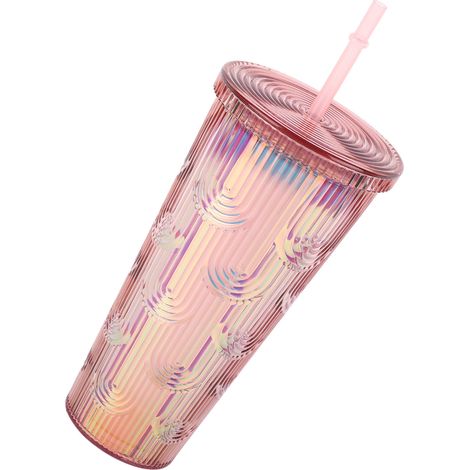 Großvolumige, auslaufsichere, wiederverwendbare, moderne, doppelwandige Isolierbecher mit Strohhalm, unisex (1/5)