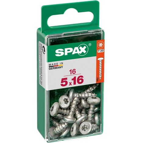Scatola da 16 unità di viti per legno Spax con testa tonda Wirox 5.0x16mm Spax