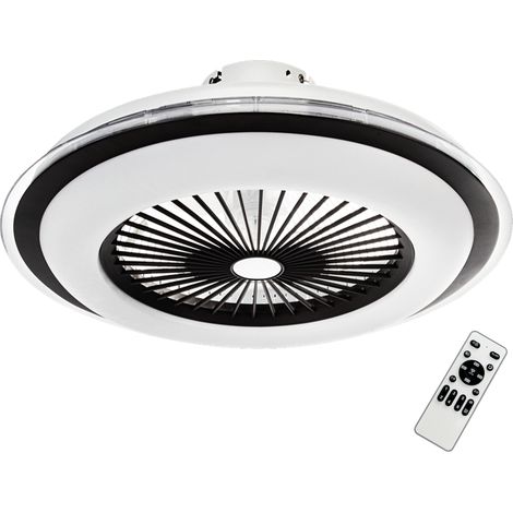 Ventilador de techo redondo Ø60cm negro/blanco LED 48W color variable control remoto ZEPHYR Milagro