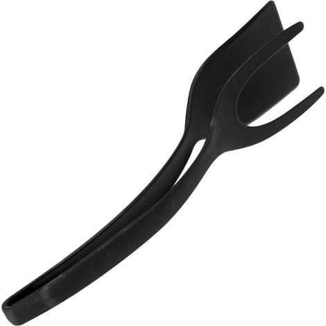 2-in-1 Bratpfanne für Eier und Toast, multifunktionaler Pfannenwender mit Zange, hitzebeständig, schwarzes Küchengerät, praktisch und tragbar. (1/5)