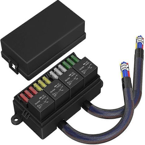 Boîte à fusibles et relais 12 V précâblée avec 4 relais, fusibles ATC/ATO 12 voies, relais 12 V scellé (1/5)