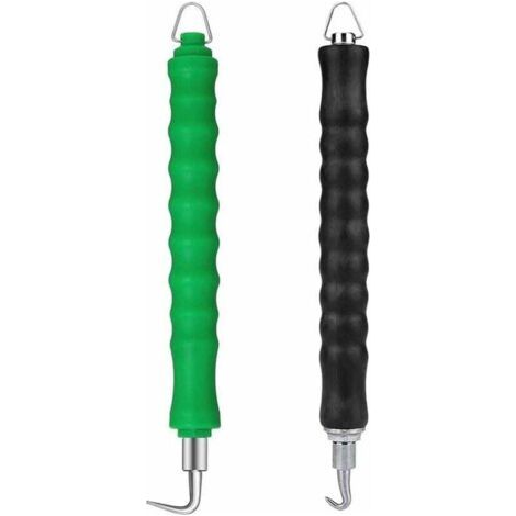 QORVA-2 Pcs Fil Twister Crochet pour Barres d'Armature, Béton en Métal Torsions Clôture Cerclage Outils pour Réduire la Fatigue des Mains (Courbe et Droit)-Fei Yu