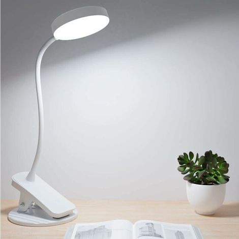 royaluxe -Lampe Bureau A Pince, 32Led 3Couls Gradation En Continu Lampe Pince Pour Lit, 360° Flexible Liseuse Lampe De Lecture Livre, Avec Support Téléphone Portable, Recharger Usb Lampe Clipsable