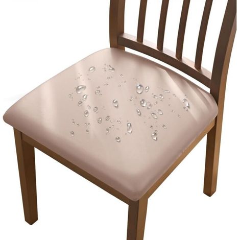 Set of 4 khaki chair covers, 36-48 cm, removable waterproof faux leather chair covers with buckles, suitable for dining chairs (1/5)