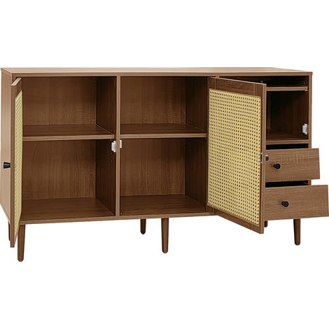 Credenza stile rustico con ante in rattan 130 x 75,5 x 40 cm legno HOMVRA (1/5)