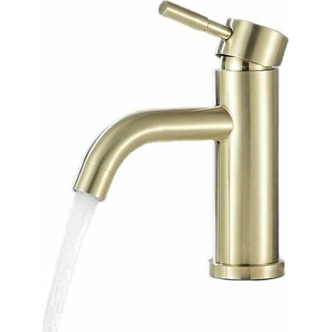 Ahlsen Mezclador de lavabo Mezclador de lavabo de agua fría y caliente Mezclador de lavabo de oro cepillado-A1 (1/5)