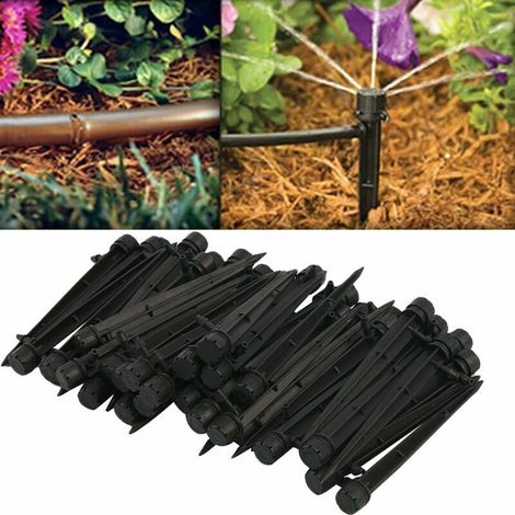 50 pcs 360 degrés Irrigation Goutte à Goutte Kits Arrosage Micro Arroseur, 13cm Noir réglable Goutte à Goutte émetteurs Micro Flow System Self Plant Jardin arrosage Kits d'arrosage,y (1/5)