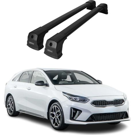 OMAC Dachträger Querträger kompatibel mit Kia Ceed III Schrägheck 2019-2026 5Tür – 2 Stangen – Abschließbar – Aluminium Schwarz (1/5)