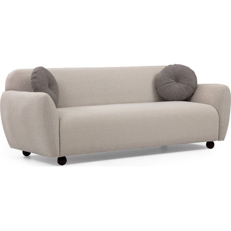 Canapé moderne 3 places tissu beige Kelly 223cm (1/5)