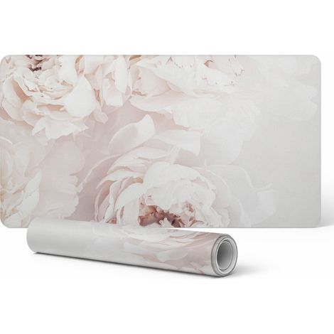 Alfombrilla protectora para escritorio, teclado y ratón con delicados estampados de peonías, 90 x 45 cm. (1/5)
