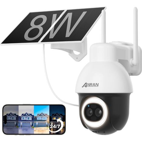 24/7 Enregistrement Camera Surveillance WiFi Exterieure sans Fil 5MP+3MP Double Objectif, Panneau Solaire 8W, Batterie 9000mAh, 360° PTZ, 70M Detection Humaine par AI (1/5)