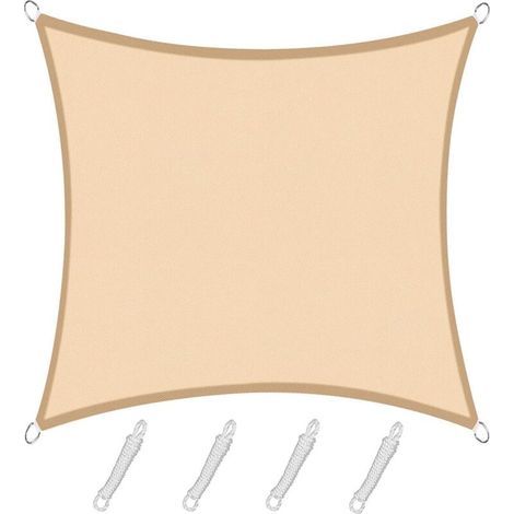 Voile d'ombrage Rectangulaire Carré 3x3m Color Sable,Toile Imperméable Une Protection des Rayons UV à 95%, pour en Plein air, Jardin & terrasse, Piscine (1/5)