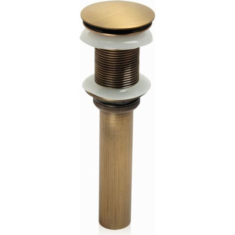 VURAHOME - Un-fendue bassin évier Robinet Poussez Pop-Up Cliquez Clack Maker Bouchon Stopper sans débordement fait (Antique Brass) (1/5)