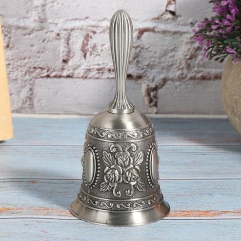 1 Cloche à main, Alliage de zinc, Design rétro, Son clair, Pour bar et mariage (1/4)