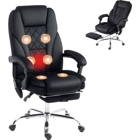 Fauteuil de bureau - Vinsetto - massant et chauffant - hauteur réglable dossier inclinable télécommande - noir (1/5)