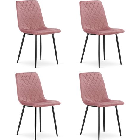Chaise - leobert - turin - velours rosepieds noirs - 445 x 53 x 885 cm - lot de 4 211770145