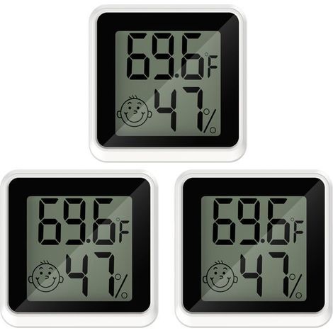 Lot de 2 thermomètres hygromètres numériques, thermomètre d'intérieur, moniteur d'humidité, mini station météo, ℃/℉, écran LCD (1/3)