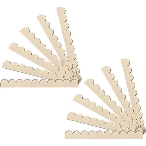 Moulure décorative festonnée en bois brut, bordure festonnée, 12 pièces. Idéale pour décorer fenêtres et placards. (1/5)