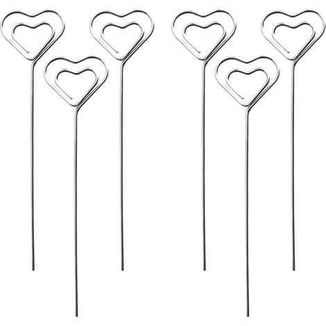 Porte Photo, 6 Pcs Mémo Clips en Métal, Porte-Cartes en Forme de Coeur, Support Porte Photo, Papier Note Affichage Porte, pour Décoration de Mariage Fête Photo (1/5)