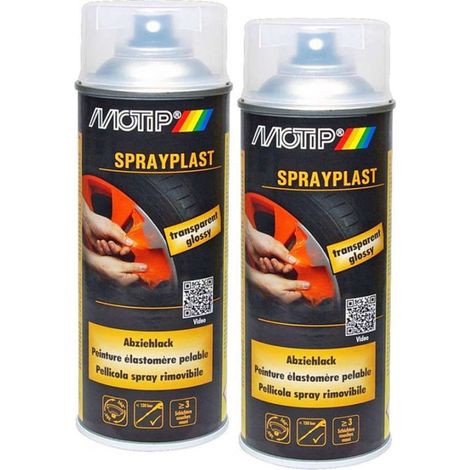 KIT PEINTURE PELABLE ESLASTOMERE TRANSPARENT BRILLANT 2X 400ML MOTIP