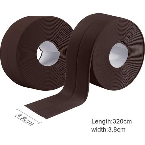 2 Rouleaux Bande Etancheite Autocollante Imperméable,PVC Ruban Adhesif de Scellage Mural,Douche,Toilette,Cuisine,Salle de Bains (Marron) (1/4)