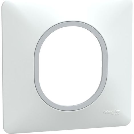Plaque de finition 1 poste Ovalis Schneider Finition: Blanc bague effet argent