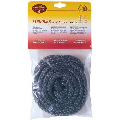 Guarnizione in fibra di vetro tonda 6 mm per sportelli stufe caminetti e forni lunghezza 2,5 mt (1/2)